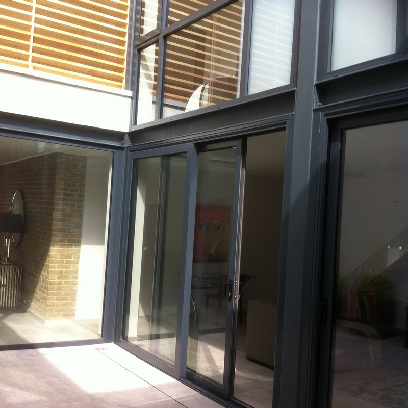 Anthracite aluminium sliding patio doors fitted in Belgravia